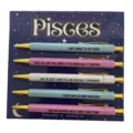 Set 5 penne a sfera segno zodiacale Pesci simpatiche citazioni con carta espositiva - Motivo Pesci