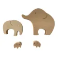 Wooden elephant figurine detail showing natural wood grain and minimalist design for decor. - Set of 4 Small Elephant Heads