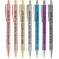 7pcs funny glitter ballpoint pens set retractable metallic click pens with weekly humorous quotes - 7 Pieces/Pack