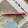 Pink glitter retractable ballpoint pen with funny text quote for office and school stationery - Monday