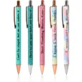 5-piece novelty ballpoint pen set with funny quotes and glitter barrel design for office gifts. - 5 Pieces/Set