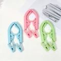 Portable folding clothes hanger travel multi-functional storage plastic clothes clip rack - Pink with Clip 60g High Quality