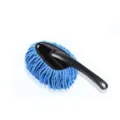Mini cepillo plumero para coche con cabezal de algodón azul blanco y mango negro de plástico. - Azul