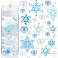 Floating pearl snowflake vase filler set with candle for winter holiday home decor. - Style 4 Snowflake Floater