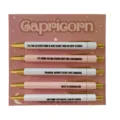 Set Penna a Sfera Retrattile Tema Zodiacale Capricorno 5 Pezzi Cancelleria Rosa Carina - Capricorno