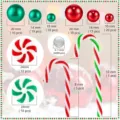 Christmas vase filler pearls and candy cane charms set with various sizes and quantities for decor. - Style 2 Green
