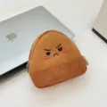 Petit porte-monnaie mignon en forme de boulette de riz en velours côtelé - Kaki