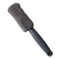 Gros plan detail de la brosse de jante de voiture grise avec tete en microfibre pour nettoyage. - 28*6*4 cm / Gris