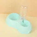 Pet double bowl with automatic water dispenser, anti-slip cat and dog food feeding station. - Blue (Non-Slip Upgraded Model) / Blue