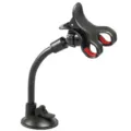 Supporto per cellulare auto con collo di cigno base a ventosa e clip per navigazione. - Doppia clip per tubo flessibile