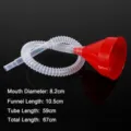 Plastic long tube funnel with flexible hose for car fuel and motorcycle oil transfer. - Small Red Funnel Set