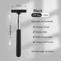 Telescopic car rearview mirror wiper, stainless steel extendable glass cleaning squeegee tool. - Black