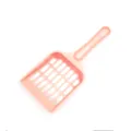 Pink plastic cat litter scoop with long handle and fine holes for easy daily pet cleaning. - 20x9cm / Pink