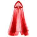 Red sheer tulle hooded cloak for Halloween costume, lightweight vampire cosplay cape var. - 185cm / Red