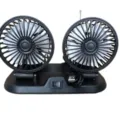 Dual head USB car fan with 360 degree rotation, powerful airflow, and silent operation for vehicles. - Dual-Head Car Fan, Black