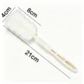 Brosse de nettoyage pour bouteille à long manche avec tête d'éponge blanche amovible. - Long (21cm)
