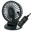 Portable mini car fan with cigarette lighter plug, adjustable cooling fan for vehicle interior. - Single-Head Car Fan, Black