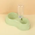Green pet double bowl with automatic water bottle dispenser, anti-slip cat and dog feeder. - Green (Anti-Slip Upgraded Version) / Green