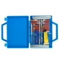 13-teiliges schlauchloses Autoreifen Reparaturset mit blauer Box und nützlichen Gummistreifen. - 13-teiliges Set / Blau