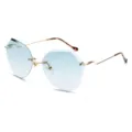 Polygon rimless sunglasses with gradient blue lenses and gold temples - Gold Frame Gradient Green