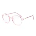 Stilvolle rosa transparente Brille mit rundem Rahmen und Retro-Design für Studenten - Transparentes Rosa