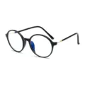 Modische runde schwarze Retro-Brille im Oversized-Stil für Computer und Studenten - Glänzendes Schwarz