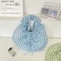 Bolso de organza con lunares azul claro de estilo coreano y detalles rizados elegantes - Azul