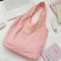 Minimalistische rosa Macaron Canvas Tragetasche mit großer Kapazität für den Alltag - Rosa