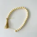 Wooden bead garland with jute tassel, natural wood decor for tiered tray and farmhouse styling. - Individual Beads