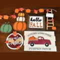 Decorazione vassoio a livelli autunnale in legno insegne zucca camion set ringraziamento - Predefinito