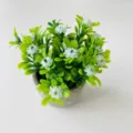 Artificial potted plant with green leaves and white flowers for home decor desktop display. - Individual Potted Plant