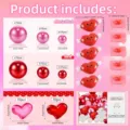 Valentine vase filler detail showing assorted pink and red pearl and heart beads with sizes. - With Water Beads