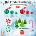 Christmas vase filler decor set with colorful pearls, candy pieces and miniature trees. - Christmas Tree Floating Fillers (No Water Gels)