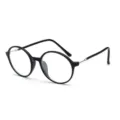 Stilvolle schwarze runde Retro-Brille in Übergröße mit eleganten schmalen Metallbügeln - Matt Schwarz