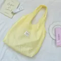 Elegant yellow floral sheer mesh tote bag with a minimalist Korean fresh style design - Basic Style / Bright yellow