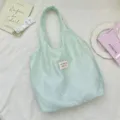 Floral mint blue gauze tote bag with Korean aesthetic design and large capacity - Basic Style / Light Green