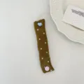 Simpatico fermacavo in tessuto a pois con bottoni a pressione a cuore e rotondi - Raso Verde Oliva a Pois