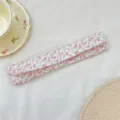 Floral print fabric cutlery storage pouch, portable portable chopstick organizer bag for daily use. - Floral Plaid Patchwork (64162) / Pink