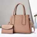 Elegante borsa a mano trapuntata da donna, grande borsa a spalla in pelle PU con pochette. - Rosa