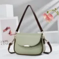 Simple small square bag soft leather commuter shoulder bag casual stylish chic crossbody bag - Green