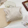 Koreanischer Stil floral Canvas Kosmetiktasche große Kapazität Reißverschluss Tasche Beige - Kleine braune Blume Beige
