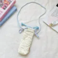 Soft quilted protective pouch with cute heart embroidery and blue plaid drawstring and strap. - Multicolor Gourd Heart