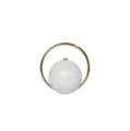 Elegant acrylic spherical evening bag with gold metal ring handle, chic stylish round clutch. - White