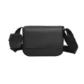 Borsa a tracolla in pelle PU nera con tracolla larga e borsello, stile casual e moderno. - Nero