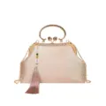 Primo piano dettagliato della pochette da sera ricamata in stile cinese retrò. - Rosa