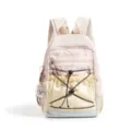 Casual colorblock backpack featuring front bungee cord, storage pocket, and cute charm pendant. - L / Pink