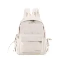 Minimalist Japanese style canvas backpack with cute bow patterns for school students daily use. - L / White