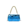Glänzende blaue Acryl Abendtasche mit goldenem Perlen Griff und einzigartiger 3D Bubble Textur. - Blau