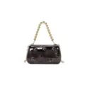 Elegante Acryl Abendtasche mit goldenem Perlenhenkel und Umhängekette für modebewusste Damen. - Stil 1 / Schwarz