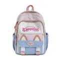 Colorblock cute letter print large capacity school backpack for girls student daily use. - Pink